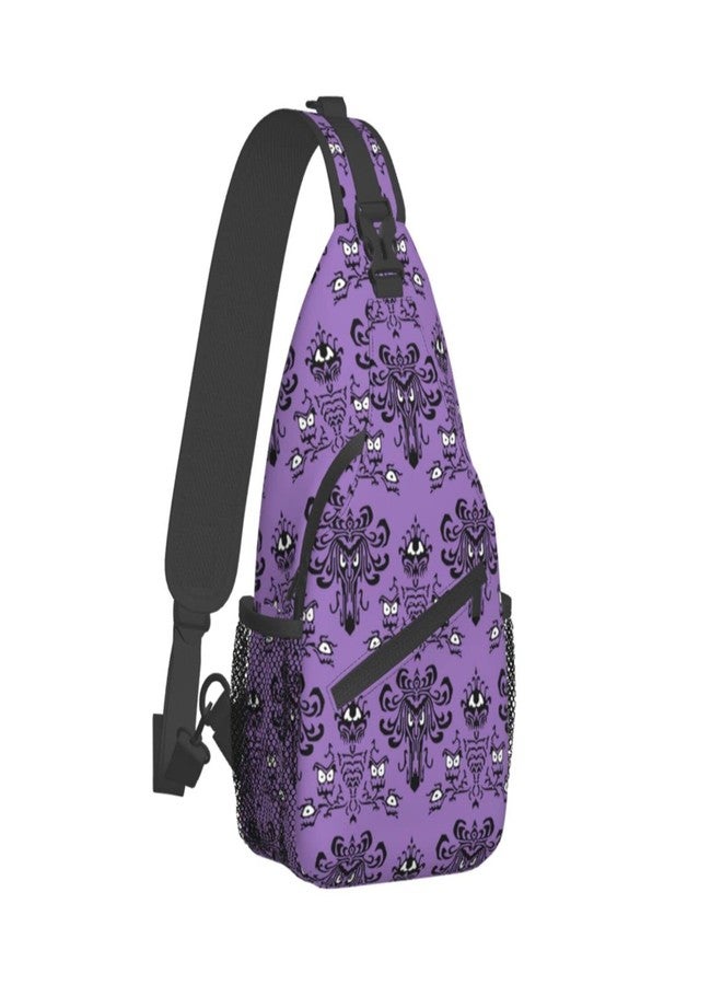 GTEVUTS Purple Haunt Mansion Crossbody Bags Sling Bag for for Women Men, Cute Fashion Chest Bag Casual Small Shoulder Bags Travel Hiking Cycling Gym Sport Lightweight Daypack Adult Backpack - Image 2